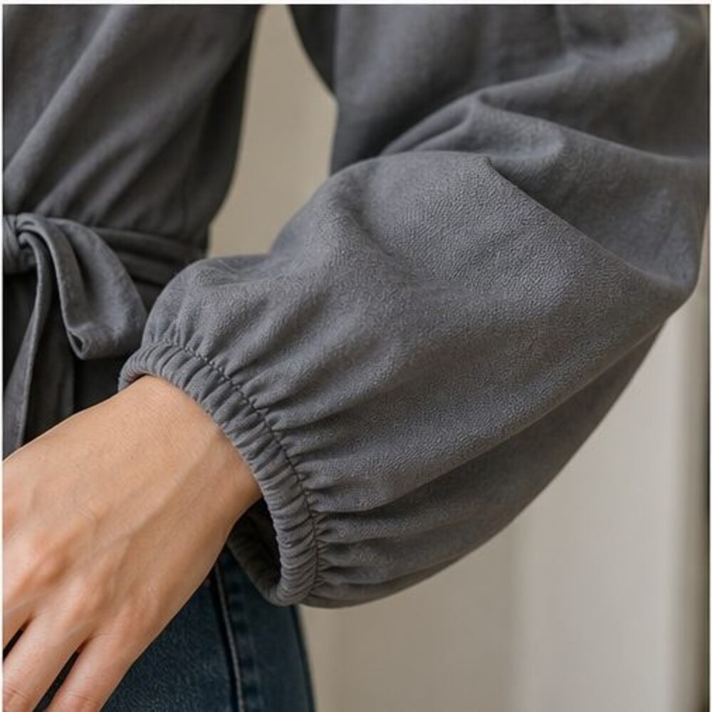 Gray Ruffle Blouse - Picture 5 of 6